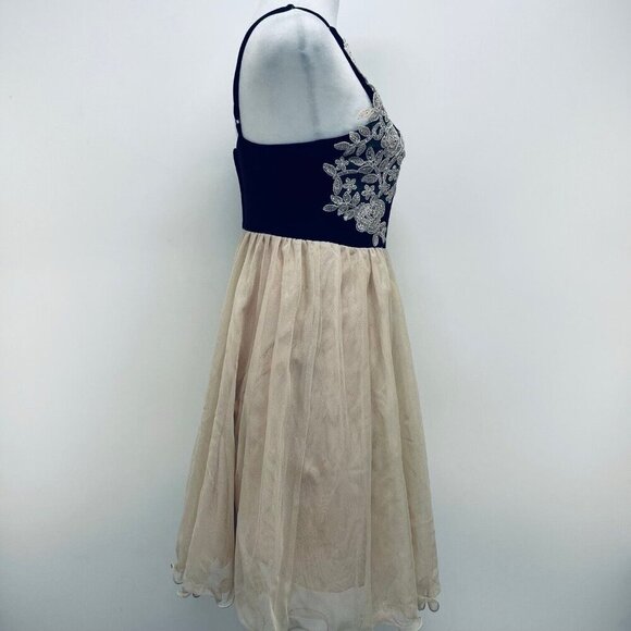 Rare Edition Dress Size 10 Women’s Lace-Trim Halter Sleeveles Beige Black New - Picture 8 of 14